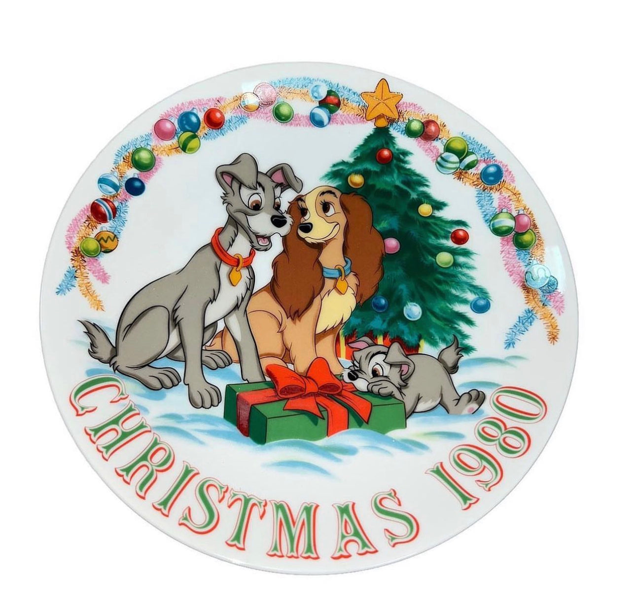 The Lady & the Tramp 1980 Christmas Plate Made in Japan