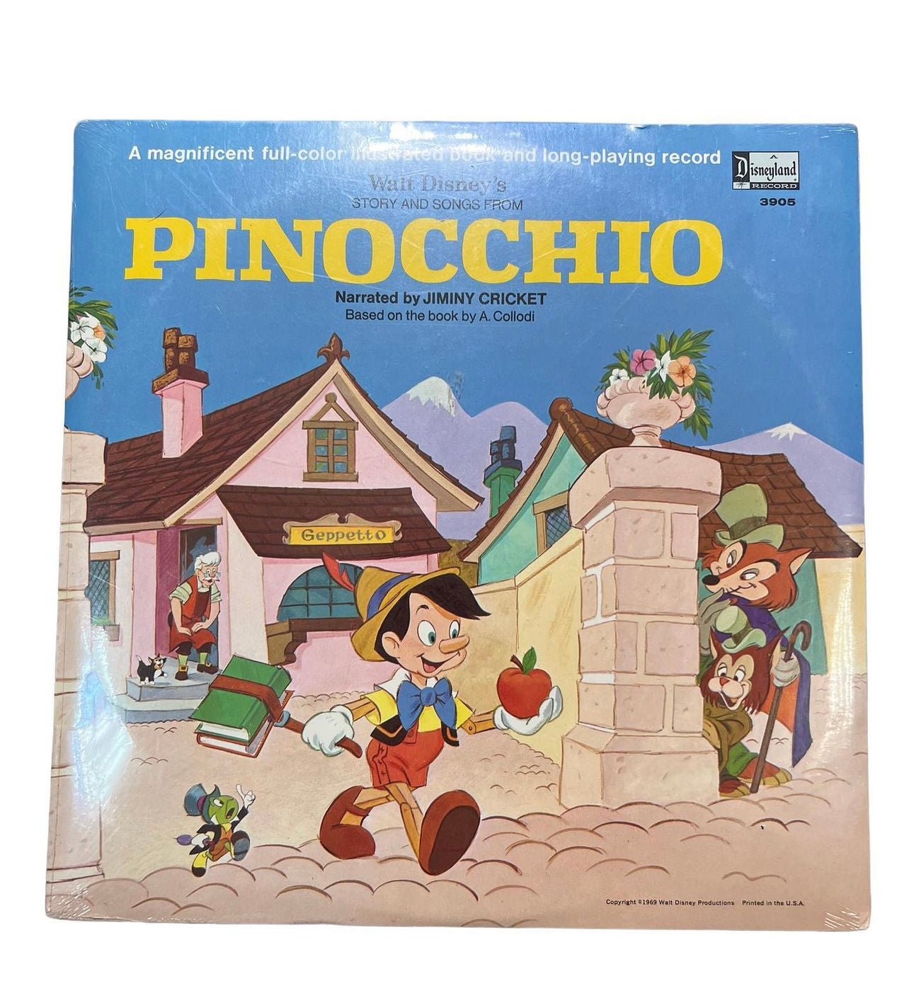 Pinocchio Large Vinyl Record + 11 pages story