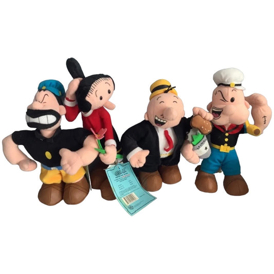 Popeye 4 Set Plush toys باباي ألعاب قطنية اصدار قديم ١٩٩٩