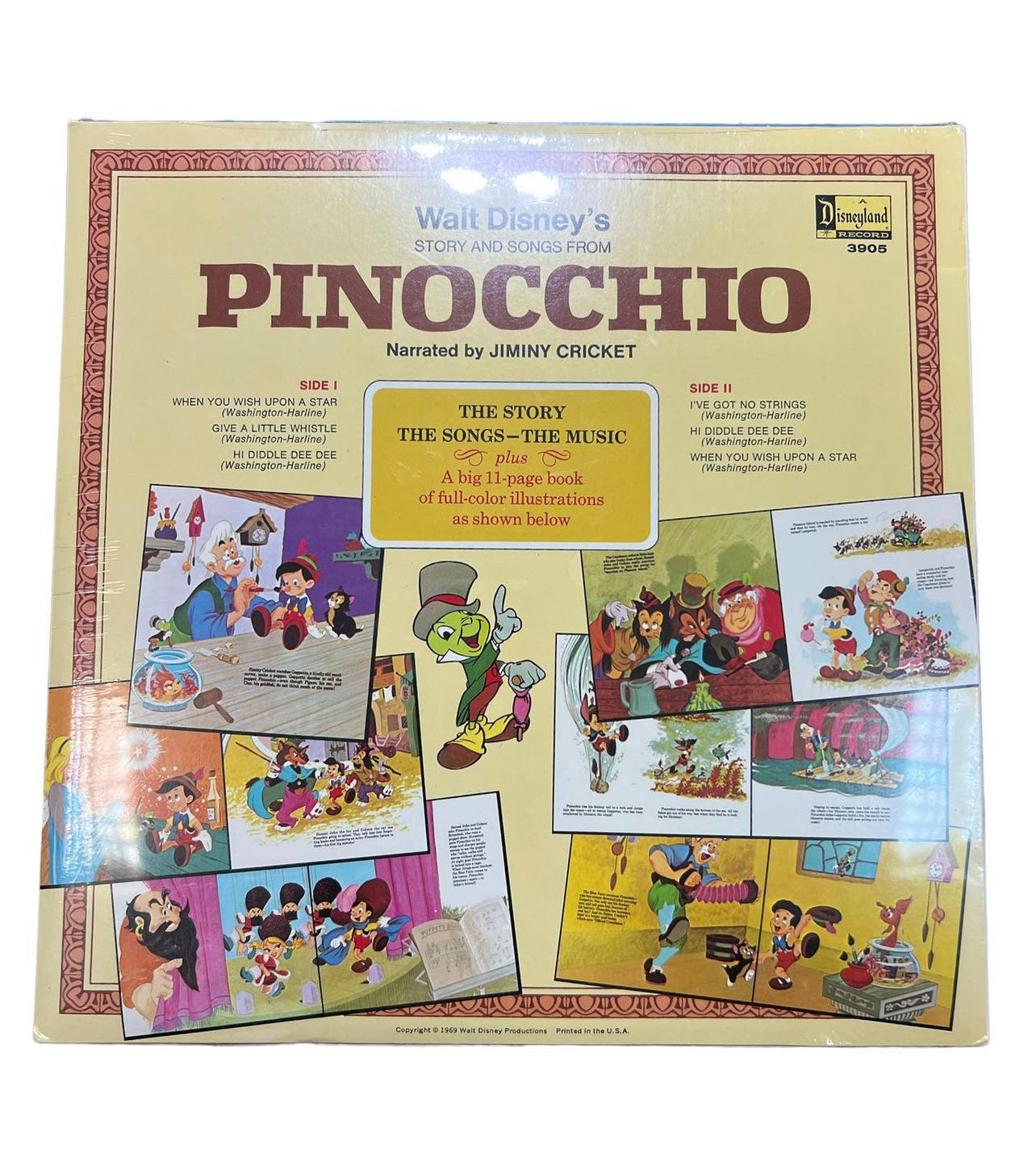 Pinocchio Large Vinyl Record + 11 pages story