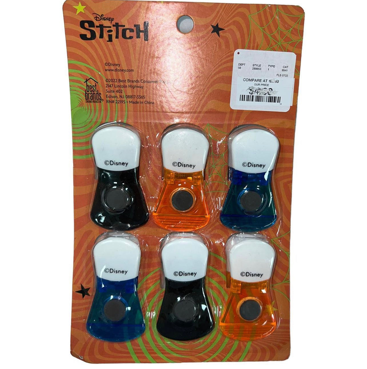 magnetic clips 6pk Stitch Halloween