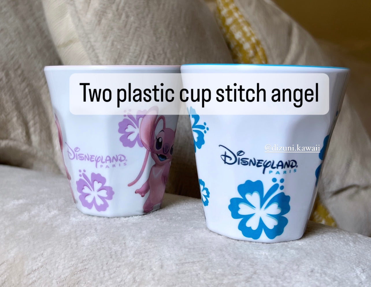 Stitch & Angel two plastic cups